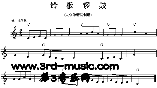 铃板锣鼓[电子琴谱]电子琴曲谱（图1）
