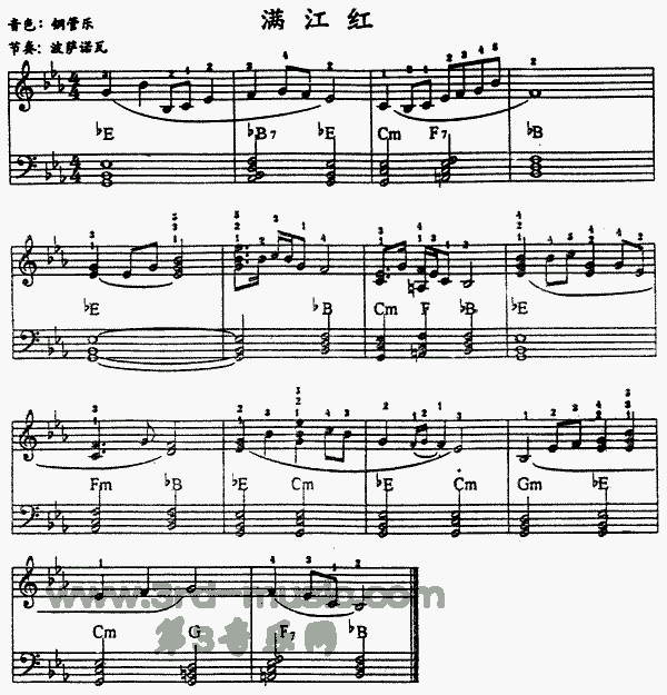 满江红[电子琴谱]电子琴曲谱（图1）