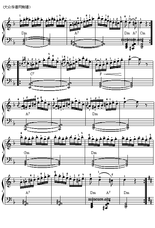 查尔达士舞曲 （上）电子琴曲谱（图3）