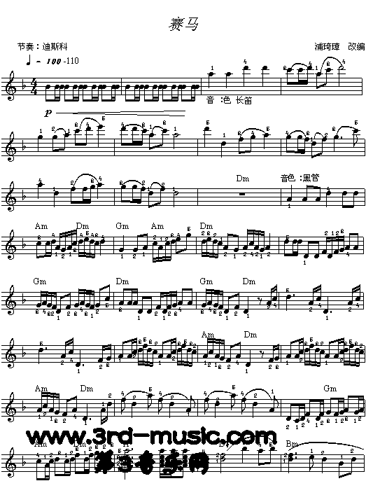 赛马(片段)[电子琴谱]电子琴曲谱（图1）