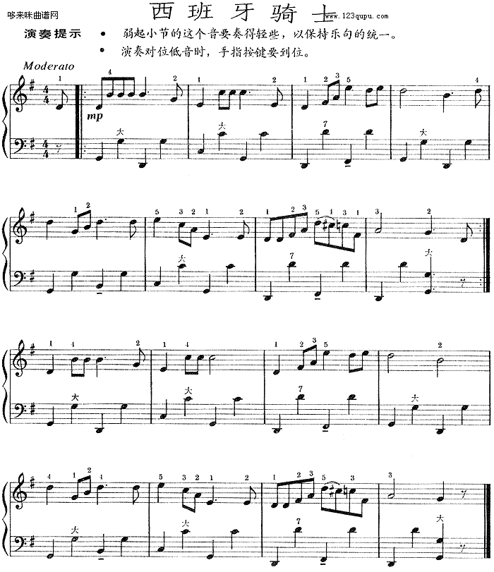 西班牙骑士电子琴曲谱（图1）