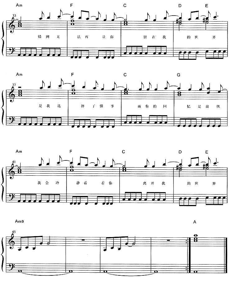 懂事 (孙燕姿)电子琴曲谱（图3）