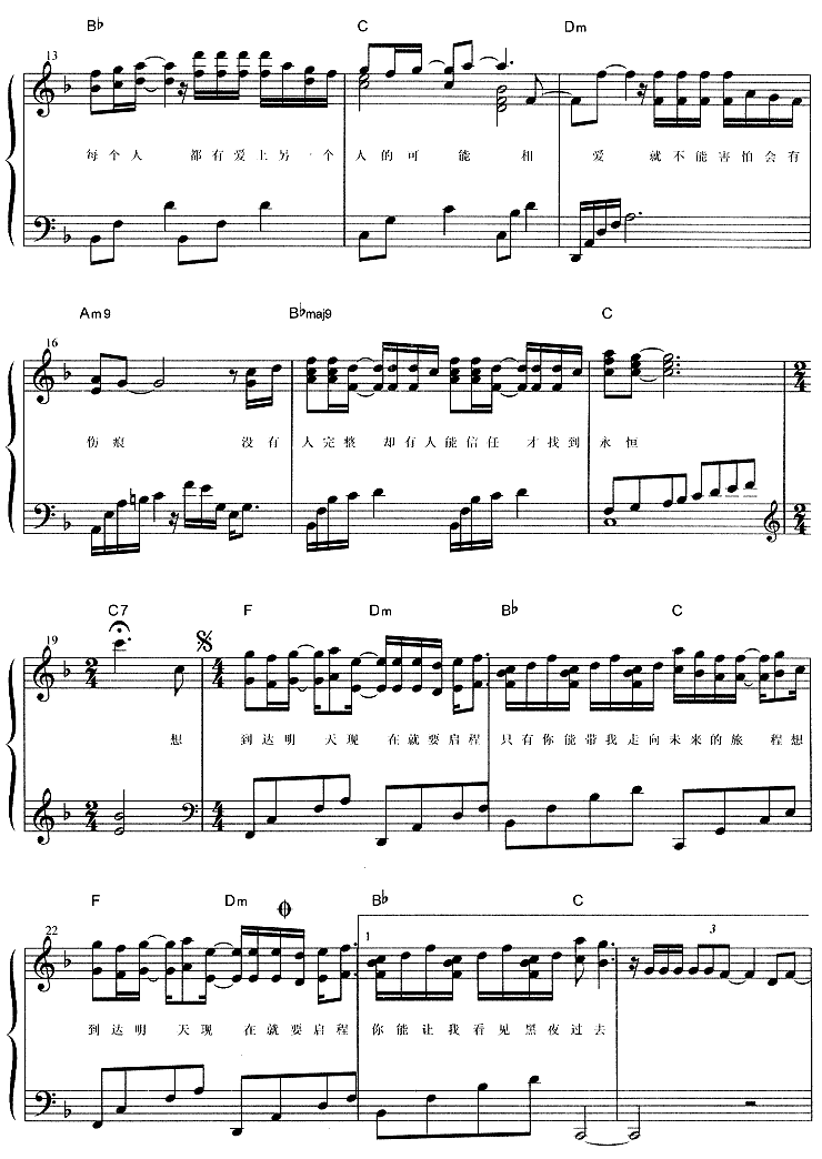 启程 (范玮琪)电子琴曲谱（图2）