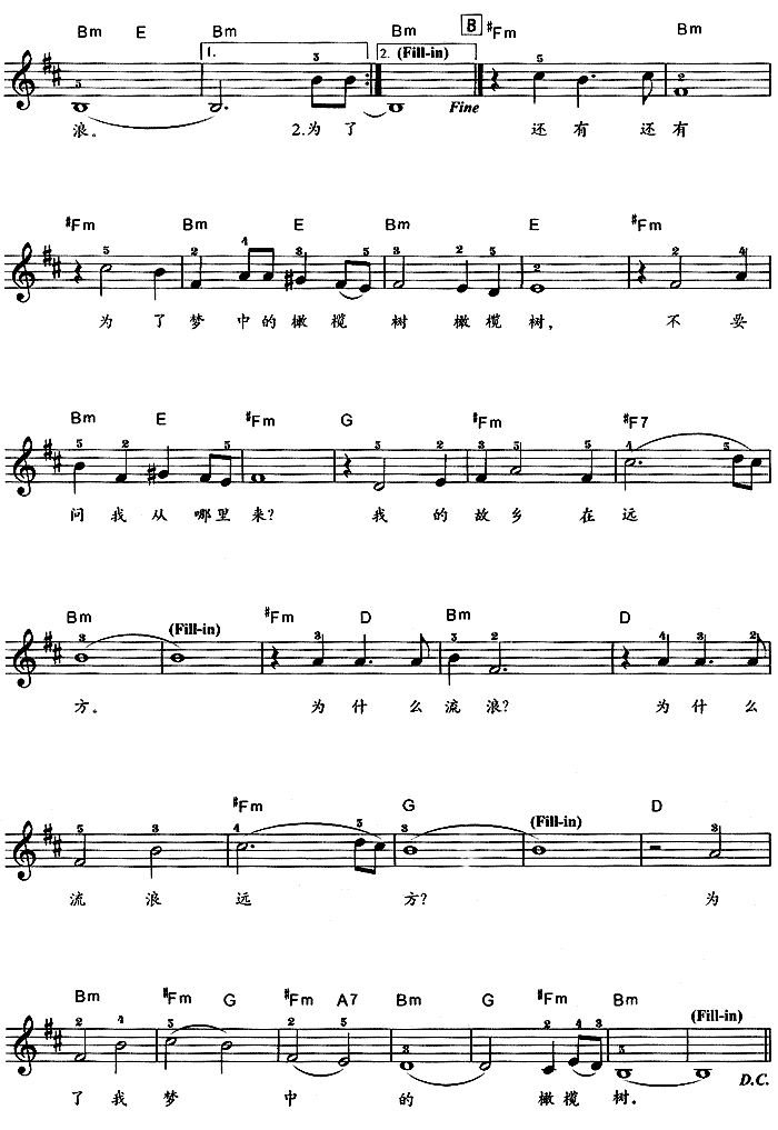 橄榄树电子琴曲谱（图2）