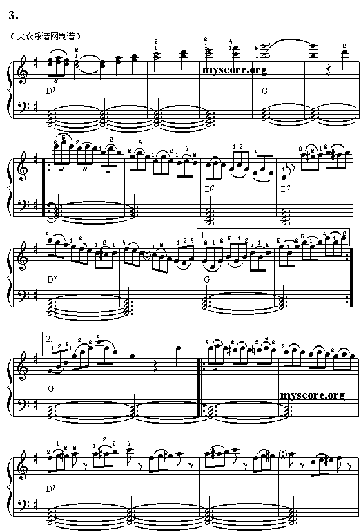 威尼斯狂欢节电子琴曲谱（图3）