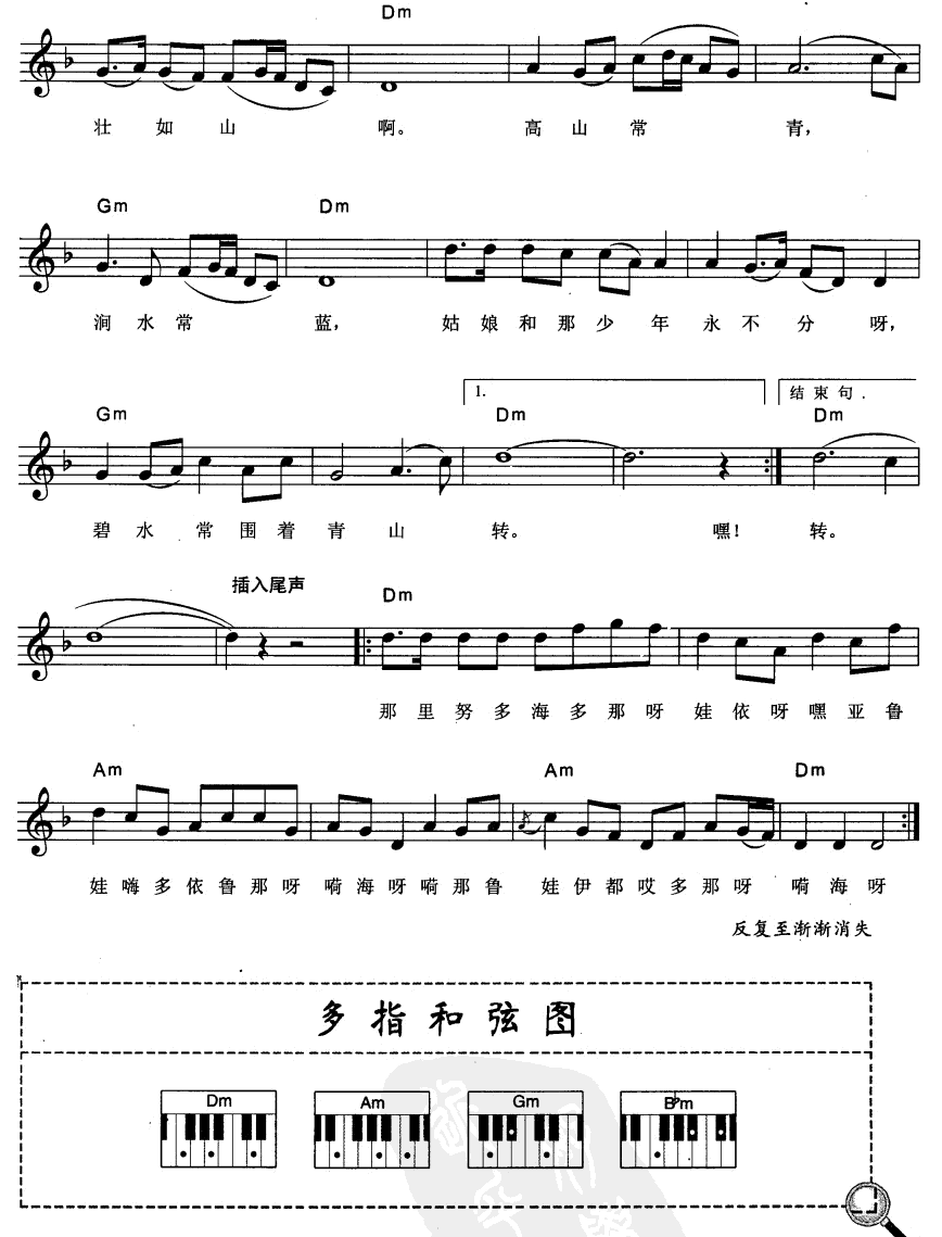 阿里山的姑娘电子琴曲谱（图2）
