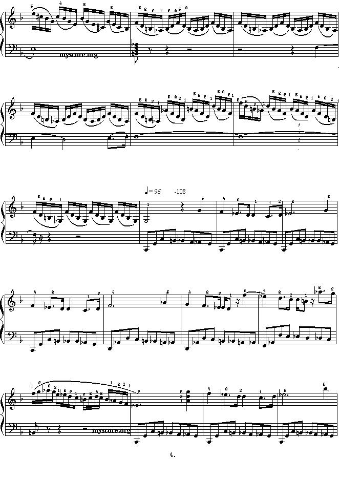 快板（D大调手风琴协奏曲第三乐章）电子琴曲谱（图4）