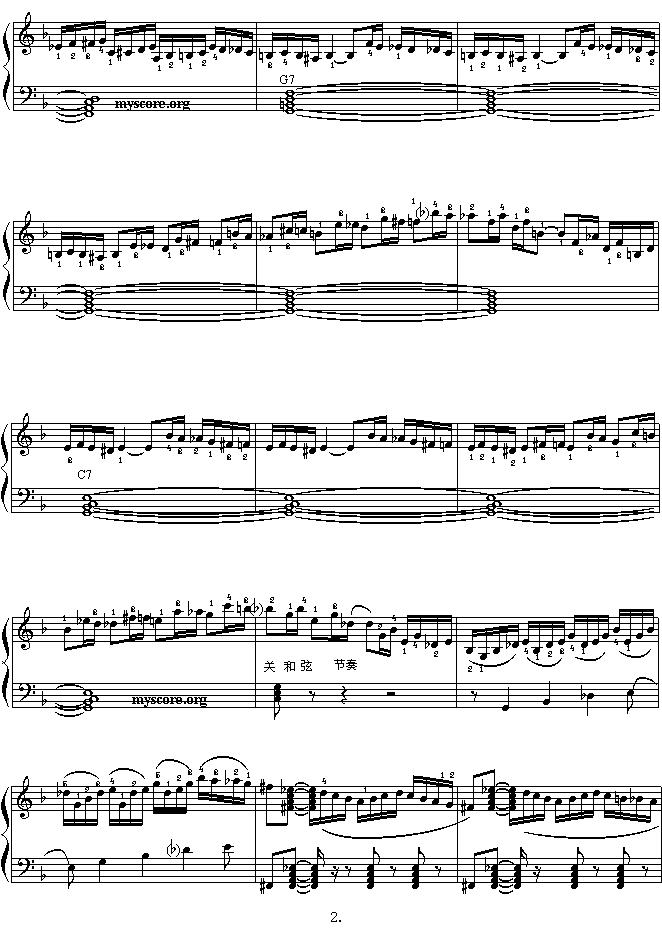 快板（D大调手风琴协奏曲第三乐章）电子琴曲谱（图2）