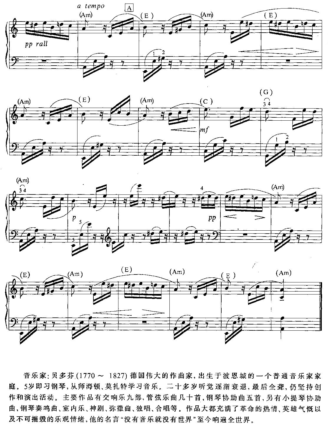 致爱丽丝(教学版电子琴曲谱（图6）