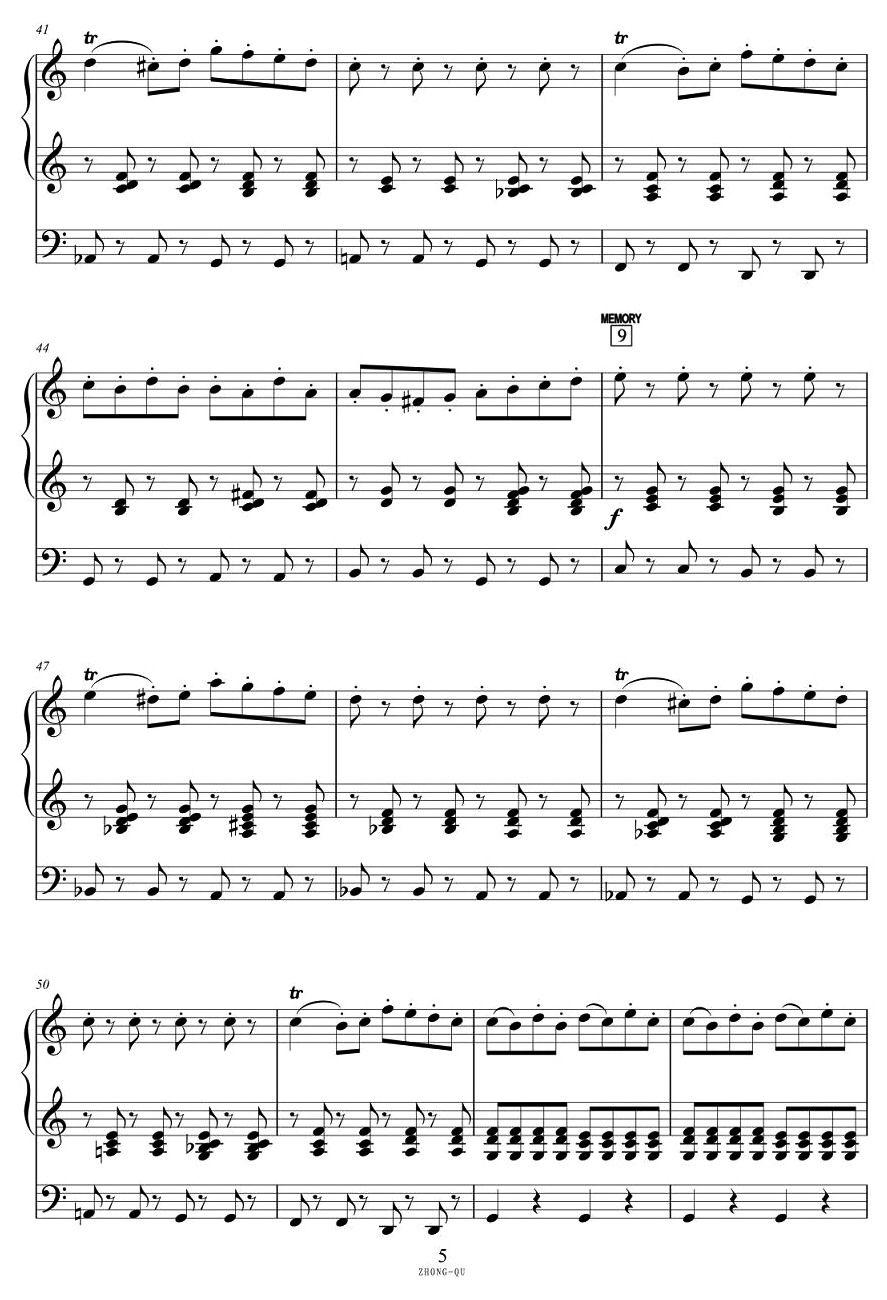 终曲（选自《动物狂欢节》）电子琴曲谱（图5）