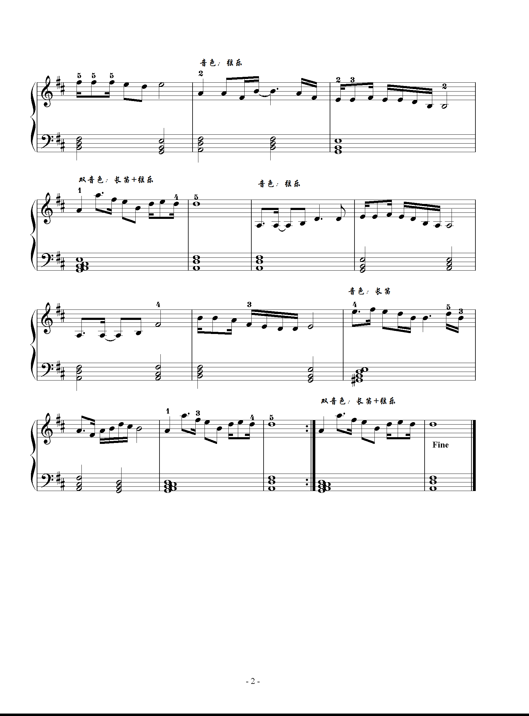 心雨 电子琴谱 第二页电子琴曲谱（图1）