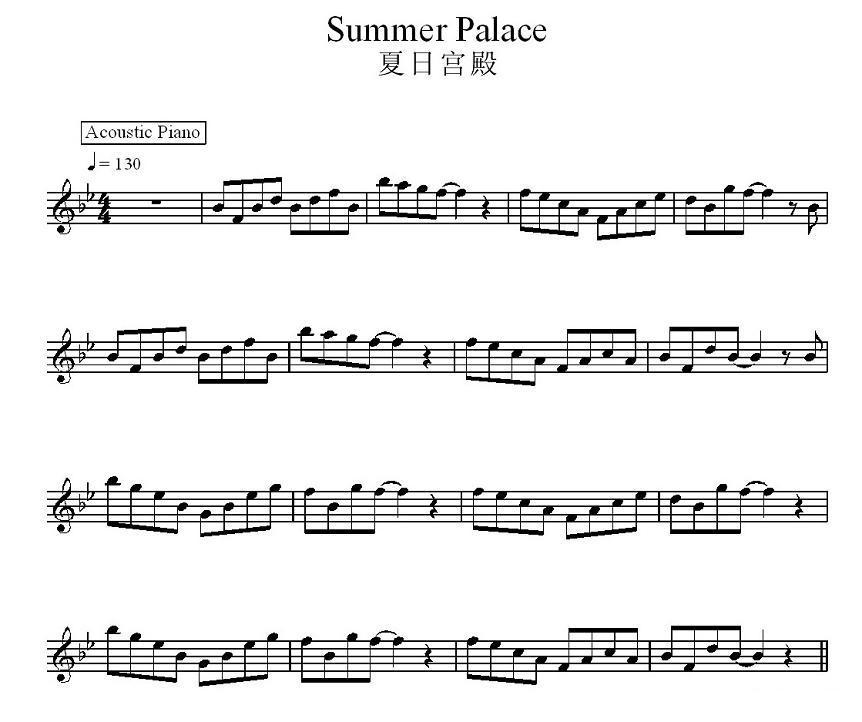 夏日宫殿电子琴曲谱（图1）