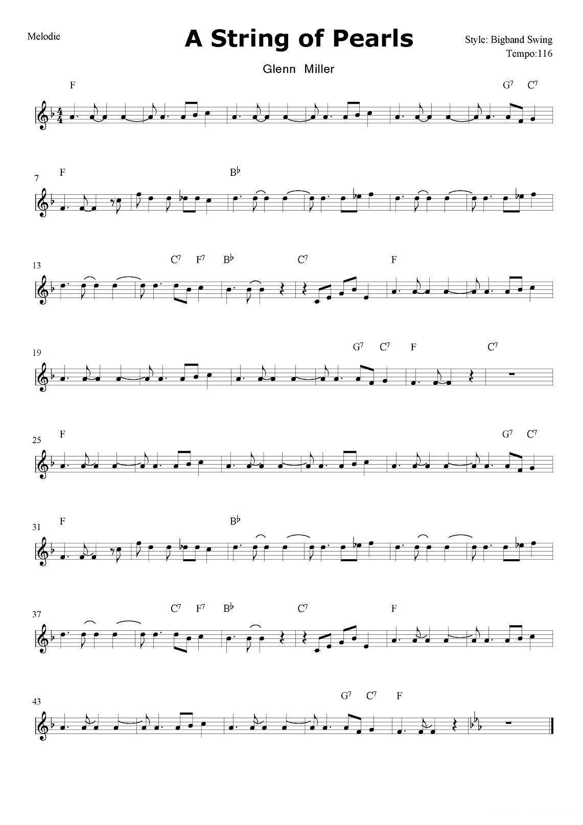A String of Pearls电子琴曲谱（图1）