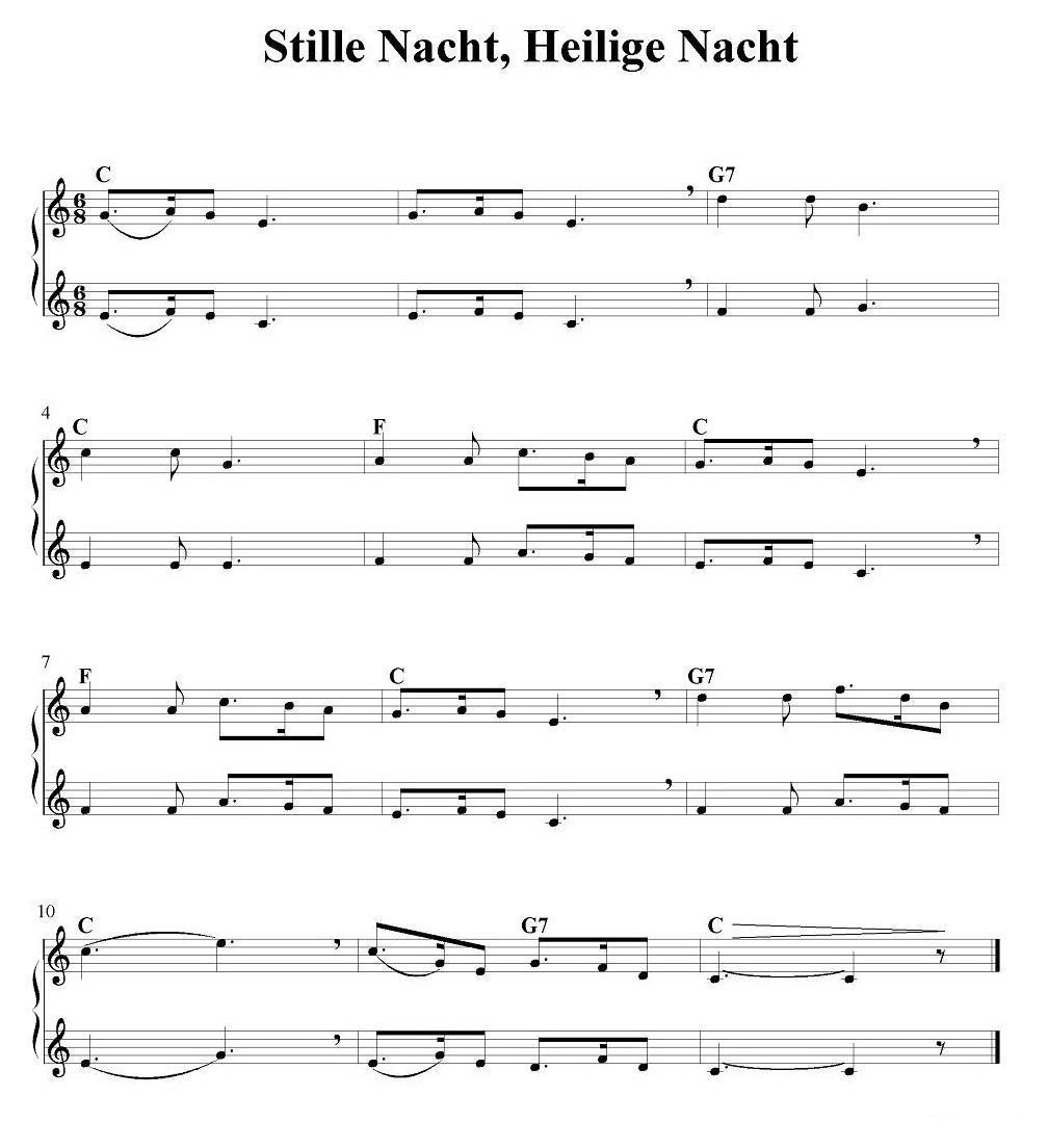Stille Nacht, Heilige Nacht电子琴曲谱（图1）