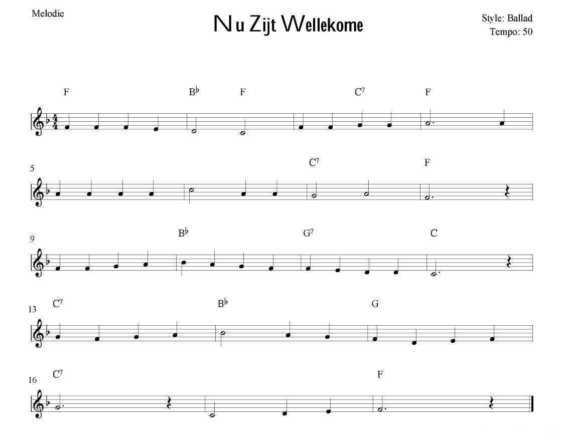 Nu Zijt Wellekome电子琴曲谱（图1）