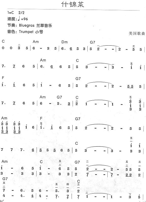 什锦菜电子琴曲谱（图1）