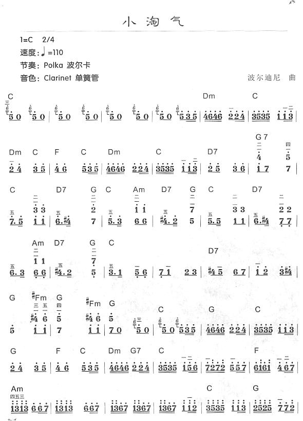 小淘气电子琴曲谱（图1）