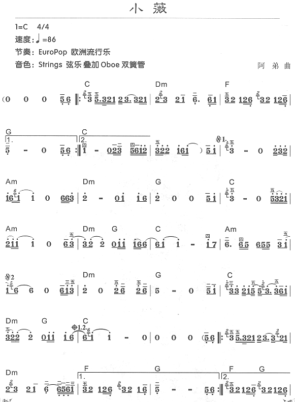 小薇电子琴曲谱（图1）