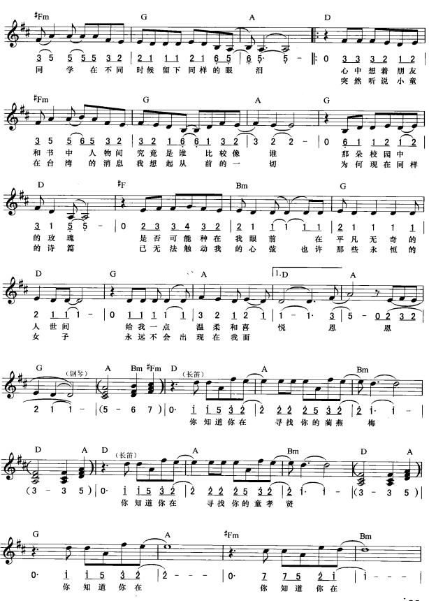 未央歌(简线弹唱)2电子琴曲谱（图1）
