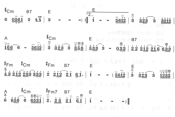 千千阙歌2电子琴曲谱（图1）