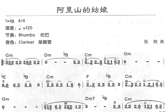 阿里山的姑娘1电子琴曲谱（图1）