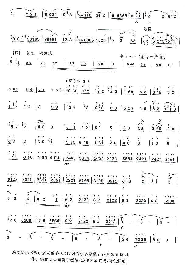 鄂尔多斯的春天（六级）笛子（箫）曲谱（图3）