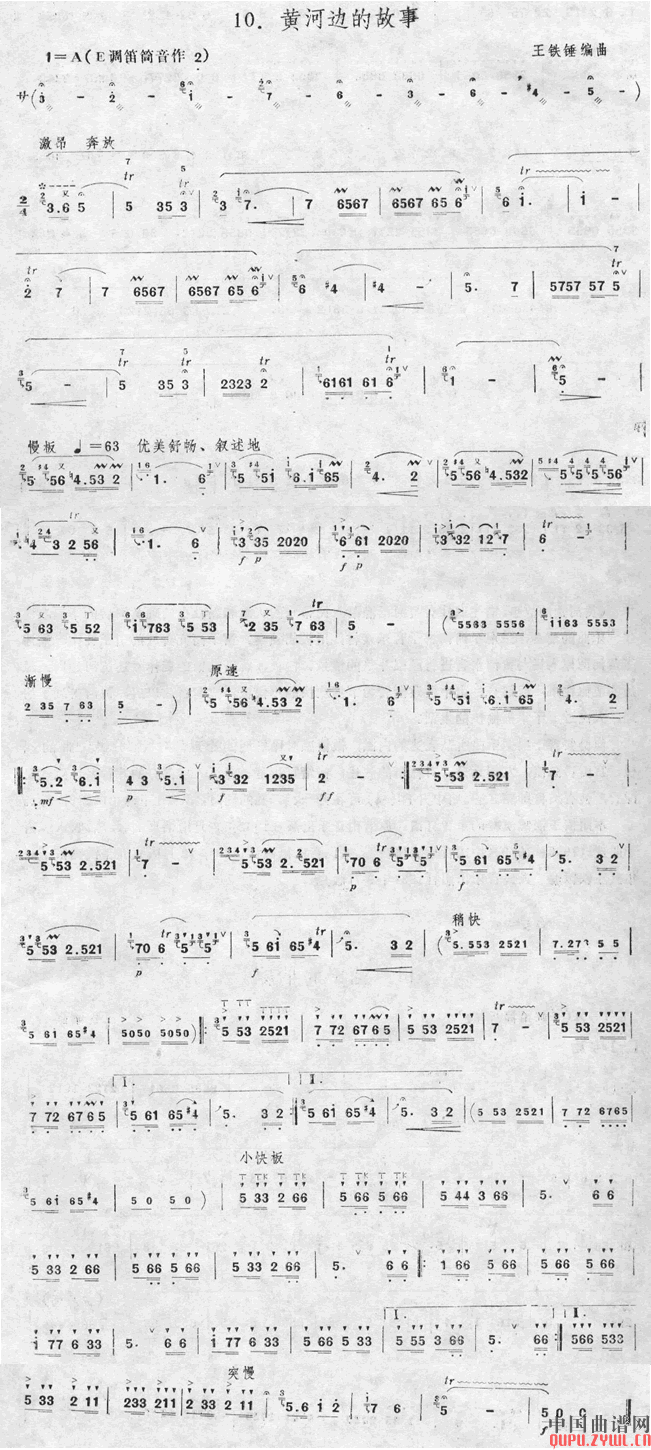 黄河边的故事      ( 笛子乐谱)笛子（箫）曲谱（图1）