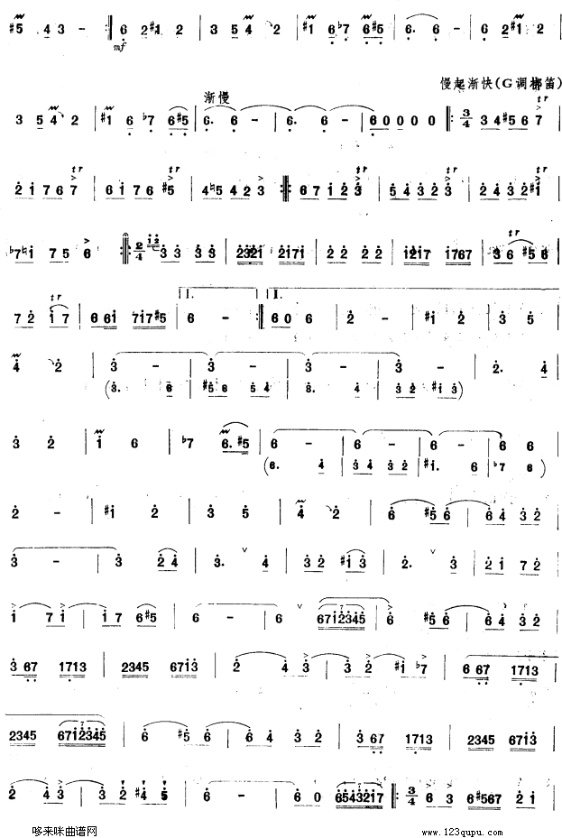 高原舞曲笛子（箫）曲谱（图3）