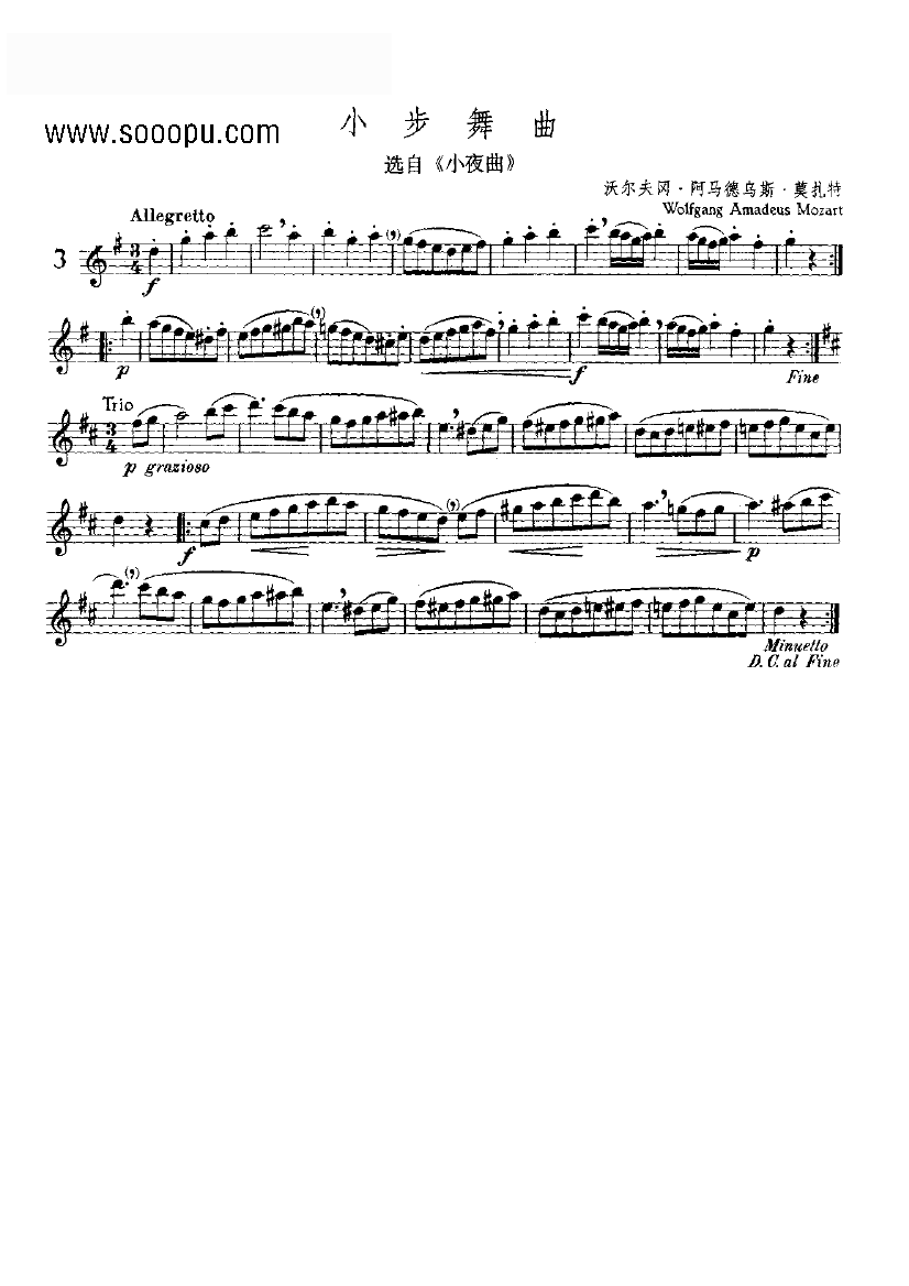 小步舞曲—独奏 管乐类 长笛笛子（箫）曲谱（图1）