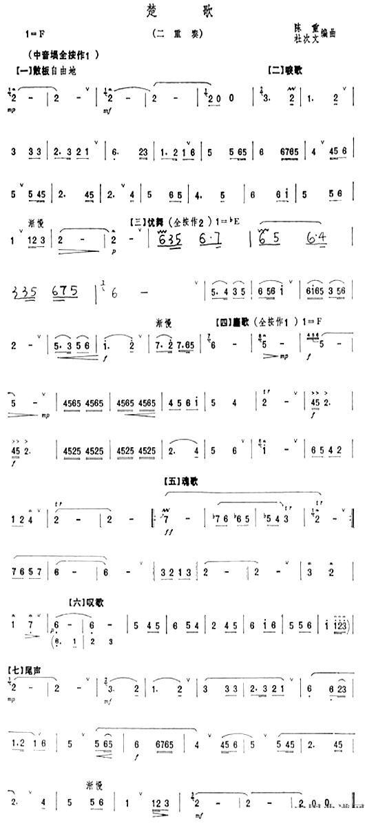 楚歌（埙、笛二重奏）笛子（箫）曲谱（图1）