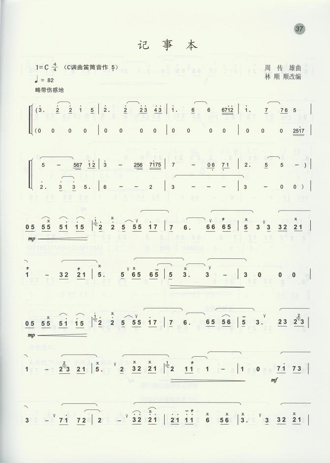 记事本（笛子曲谱）笛子（箫）曲谱（图1）
