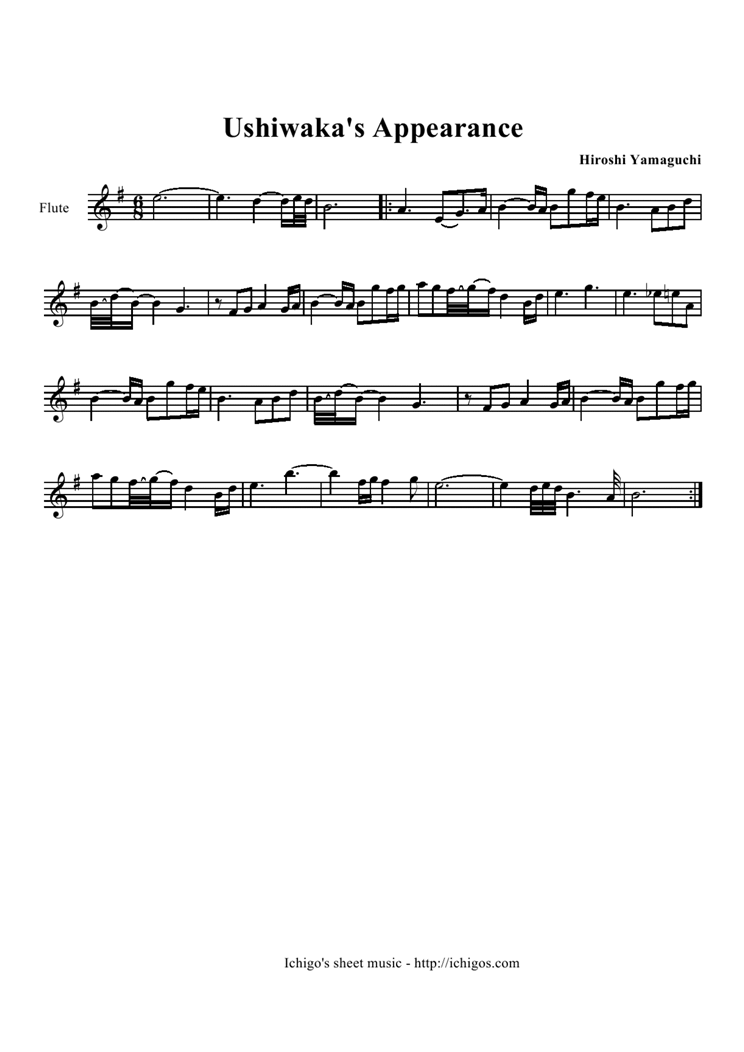 Appearance of Ushiwaka笛子（箫）曲谱（图1）