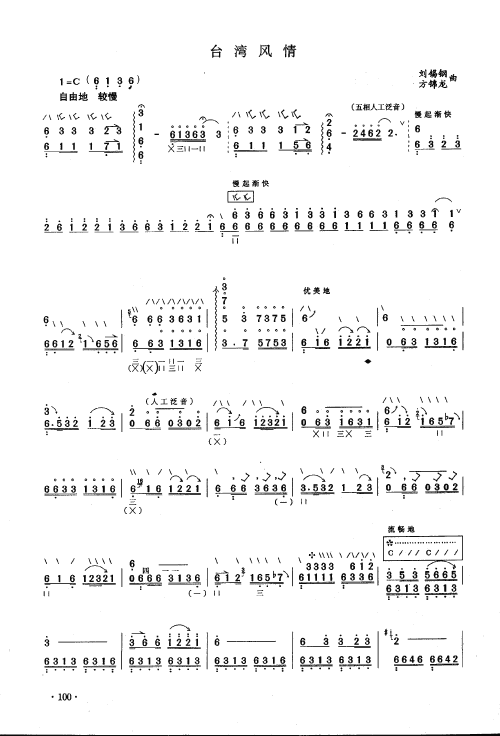台湾风情笛子（箫）曲谱（图1）
