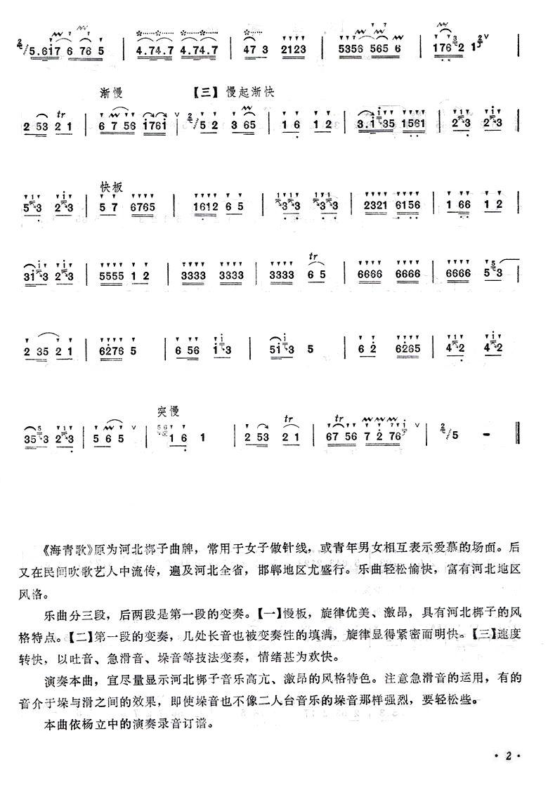 海青歌笛子（箫）曲谱（图2）