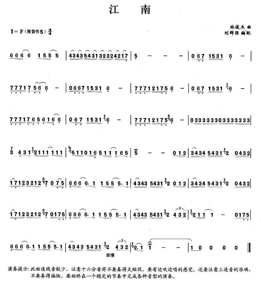 江南笛子（箫）曲谱（图1）