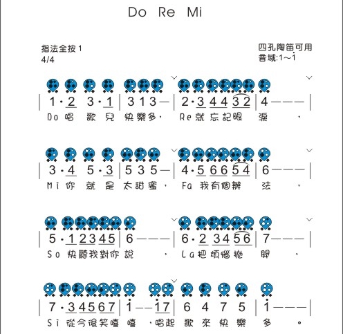 【六孔陶笛】DO RE MI笛子（箫）曲谱（图1）