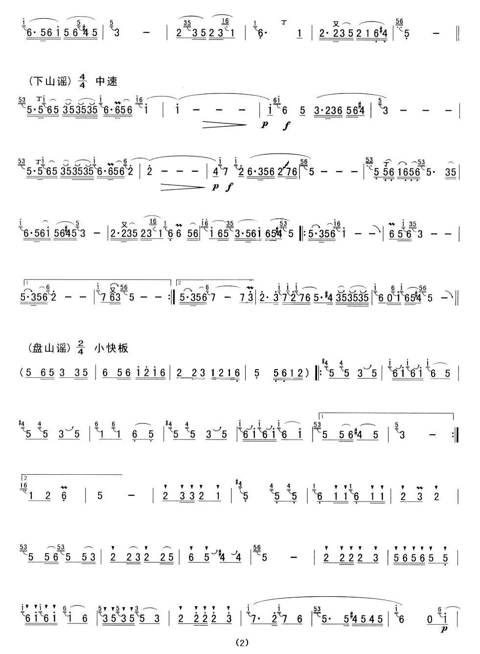 崂山谣笛子（箫）曲谱（图2）