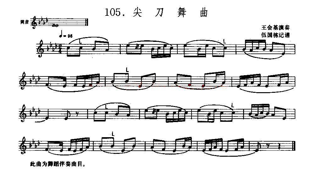 尖刀舞曲（排箫）笛子（箫）曲谱（图1）