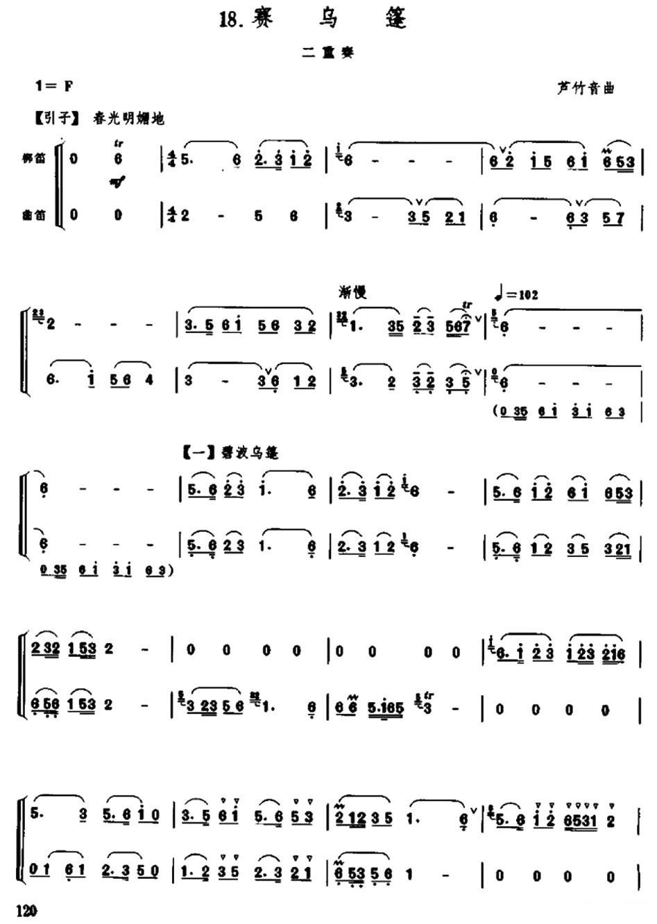 赛马篷（二重奏）笛子（箫）曲谱（图1）