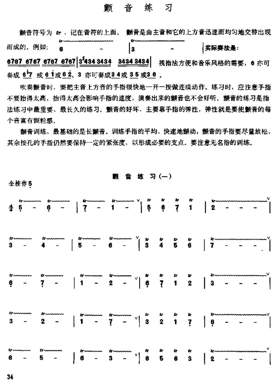 笛子颤音练习笛子（箫）曲谱（图1）