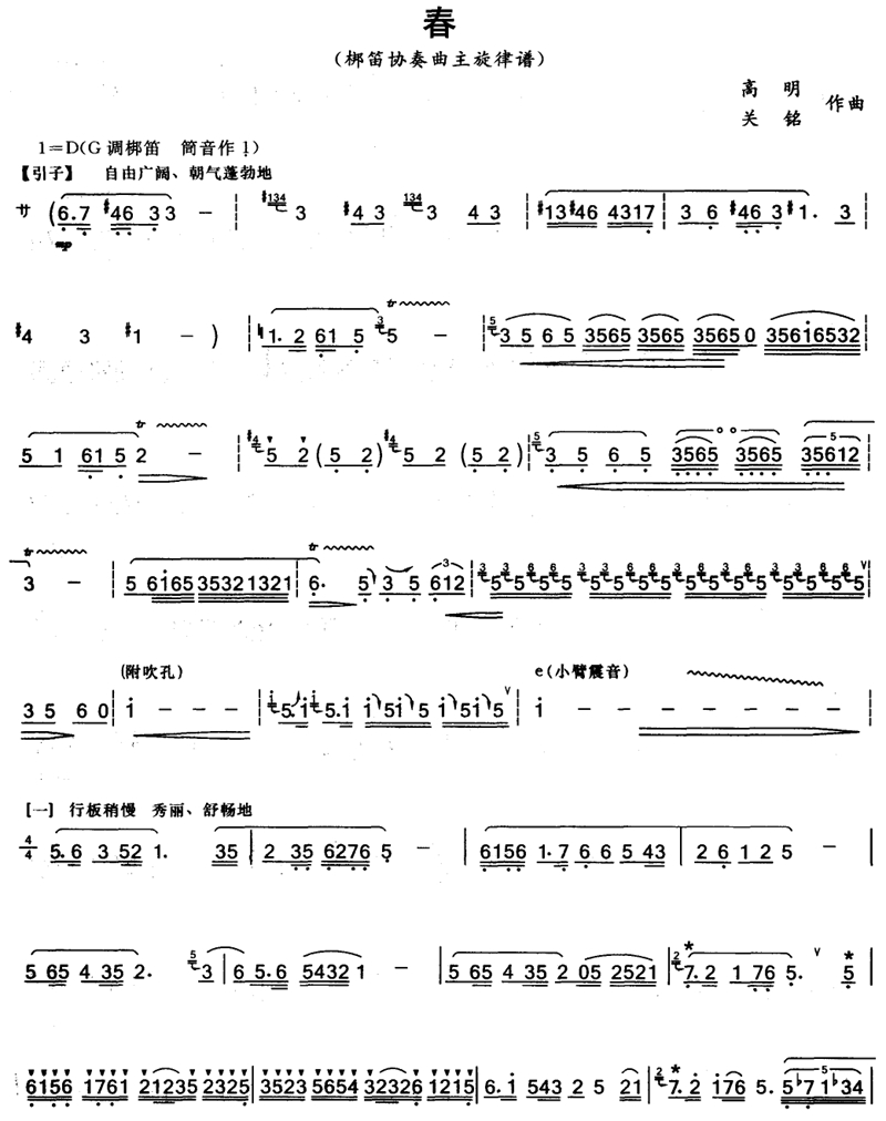 【春】笛子曲1笛子（箫）曲谱（图1）