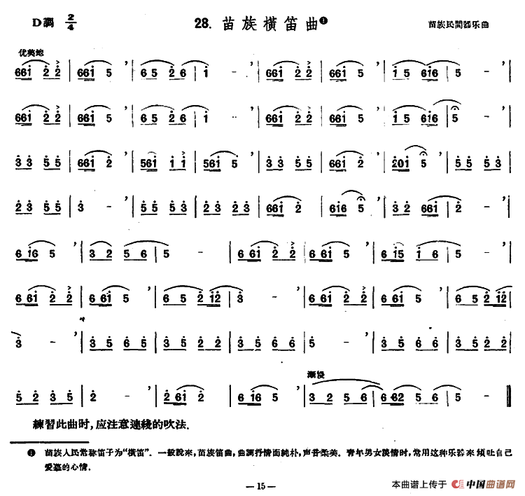 苗族横笛曲笛子（箫）曲谱（图1）