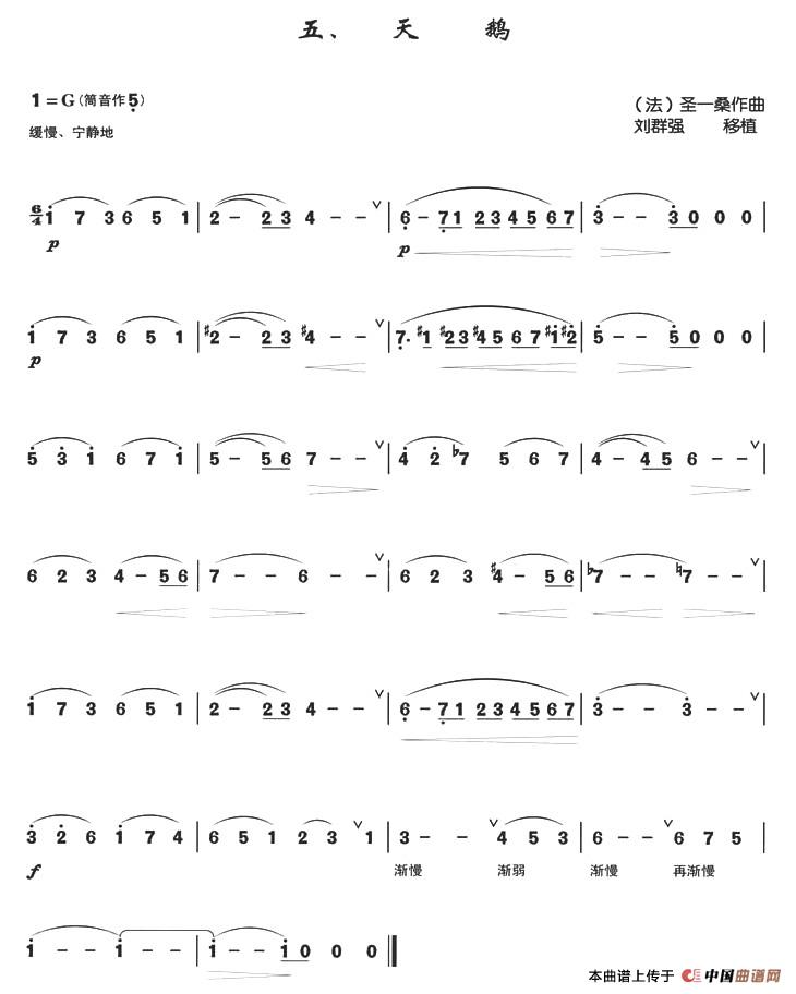 天鹅（箫独奏曲）笛子（箫）曲谱（图1）