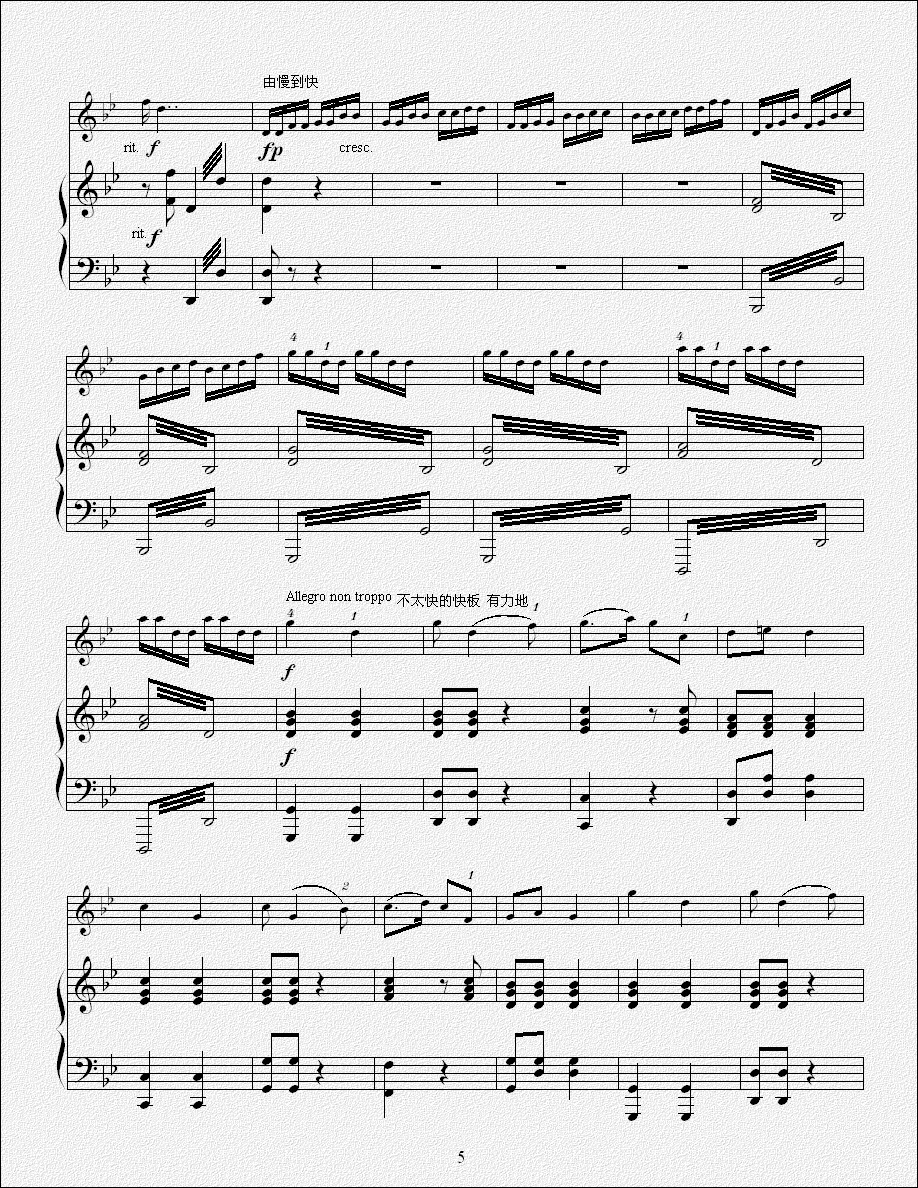 鹭江潮（钢琴伴奏版）二胡曲谱（图5）