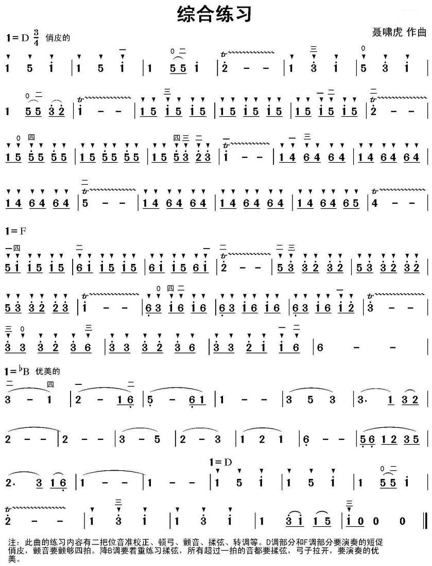 综合练习曲二胡曲谱（图1）