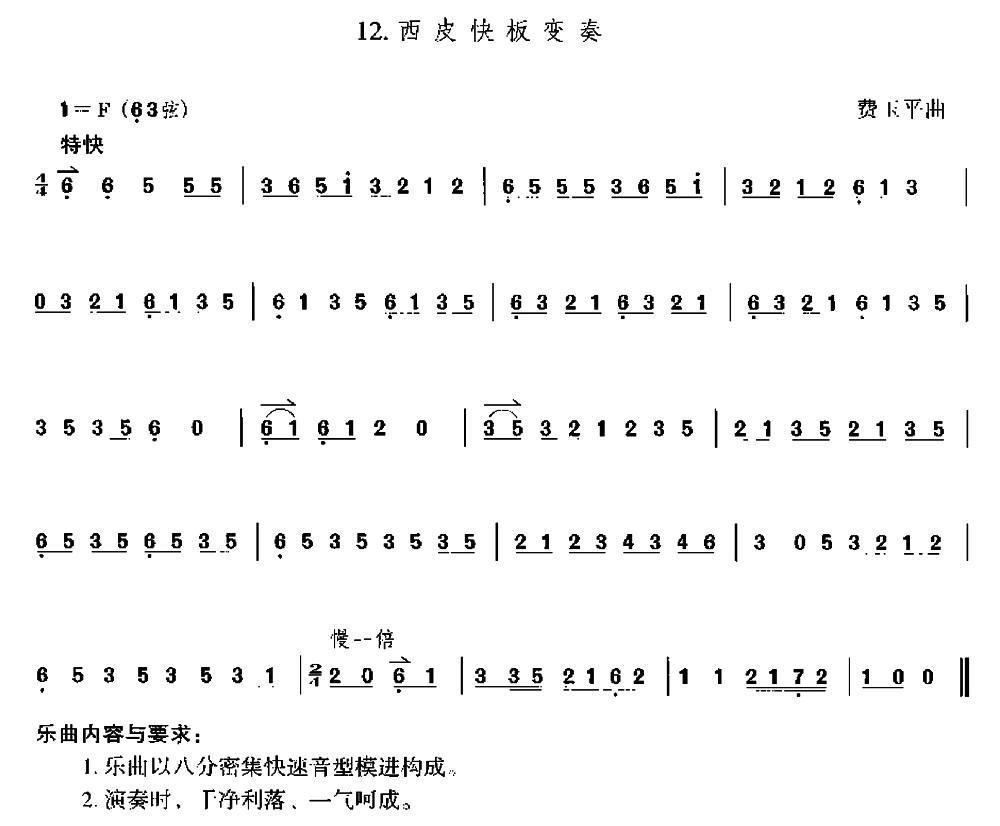 西皮快板变奏（京胡）二胡曲谱（图1）