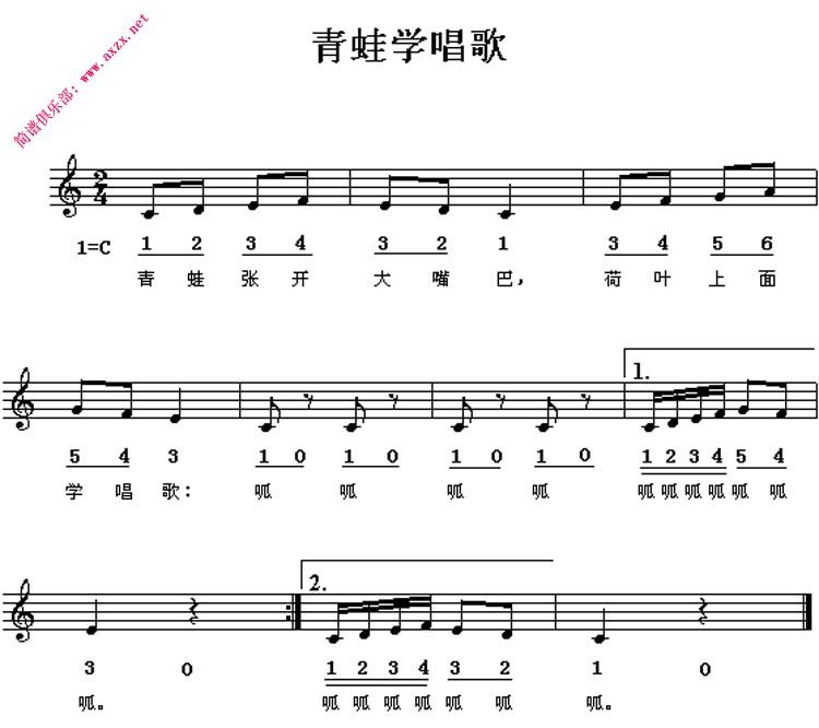 青蛙学唱歌钢琴曲谱（图1）