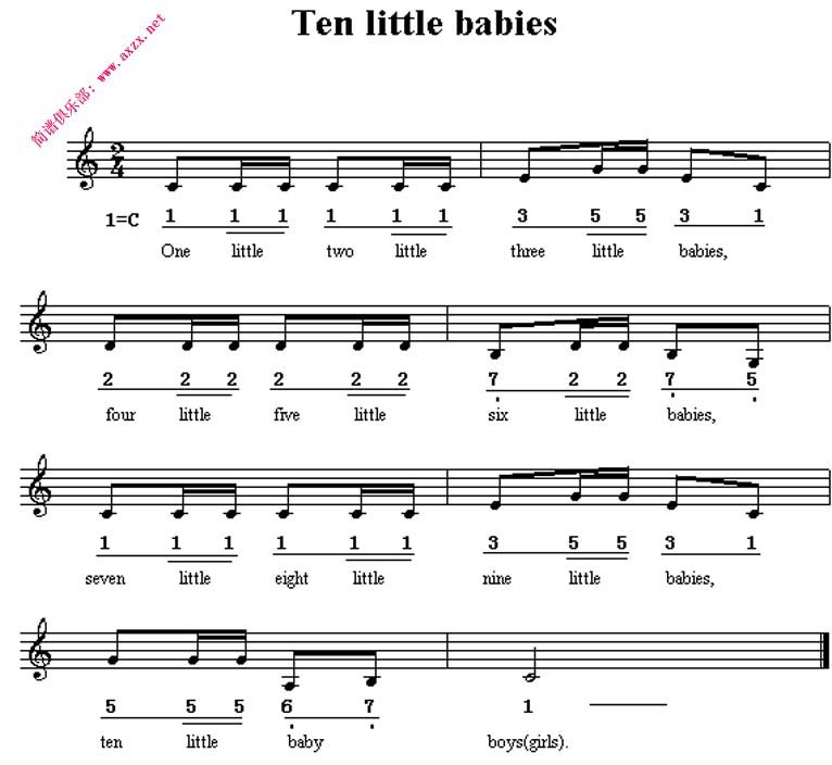 Ten little babies钢琴曲谱（图1）