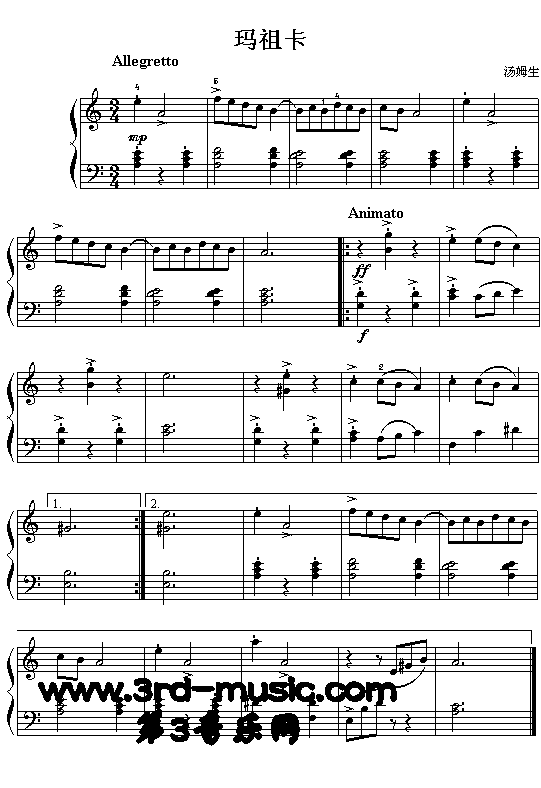 玛祖卡(汤姆森)[钢琴曲谱]钢琴曲谱（图1）