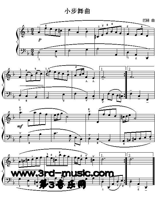 小步舞曲(巴赫)[钢琴曲谱]钢琴曲谱（图1）